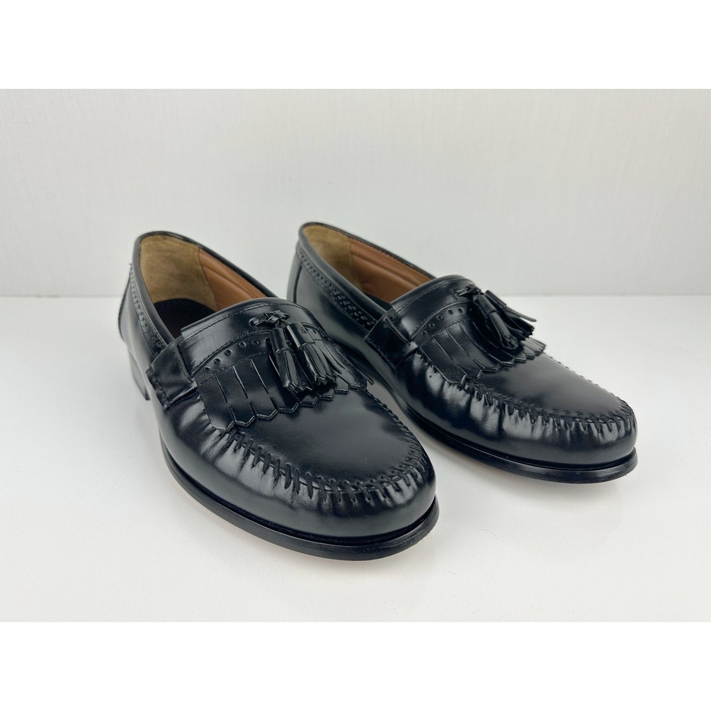 GH Bass Grammer Kiltie Tassel Brogue Loafers Black Leather Mens 11 D 2553001